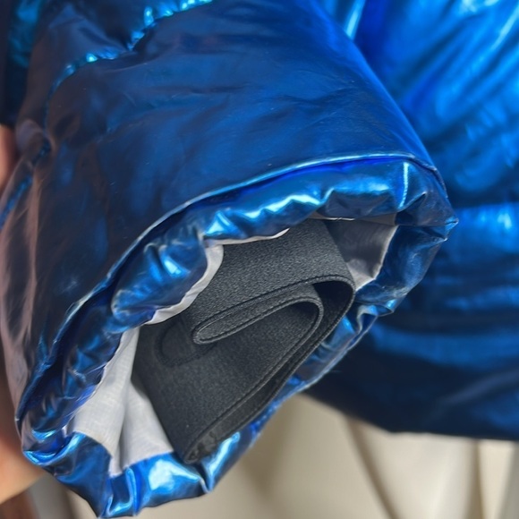 Champion Sz L NASA USA Metallic Blue Hooded Puffer Jacket Limited Edition - Picture 10 of 15